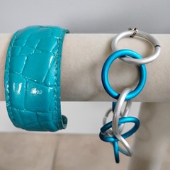 Vtg Lot Of 20 Turquoise Teal Blue Bracelets Cloisonne Metal Beaded Copper Bangle