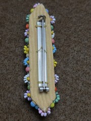 Vintage Seed Bead Flower Brooch C Clasp Fabric Back Pin Artisan MCM