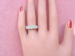ANTIQUE ART DECO 1.35 ctw OLD DIAMOND PLATINUM 5-STONE COCKTAIL RING 1930 sz 5.5