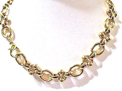 Bright Gold Tone Plated Metal Necklace w Interesting “Ball” Links Vintage