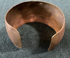 VINTAGE MEXICO COPPER BRASS & ABALONE INLAY CUFF BRACELET