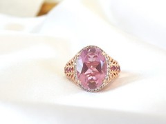 Rose Gold on Sterling Silve 925 Pink Topaz Doublet Chuck Clemency Ring 6