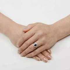 Art Deco Style Lab Created Sapphire Diamonds Bezel Engagement 14K Gold FN Rings
