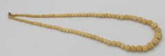 Vintage Hand Carved Celluloid Cream Tone Bead Necklace 26 in Long