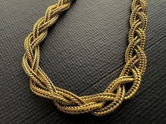 Vintage Mid-Century 12k Gold Filled Braided Collar Necklace 18in
