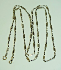 Art Deco German Silver Gustav Hauber Muff Guard Chain Necklace Bar Links Rivets