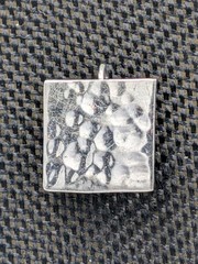 Vintage Sterling Silver 17 mm Hammered Square Attached Hook Dangle 925 Earrings