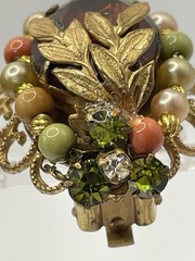 Exquisite Vintage Necklace & Earrings. Peridot, Coral, & Peach Colors W/ Gold .