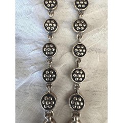 Vintage Sterling Silver 925 Carved Mother of Pearl Necklace 18″ Princess Length