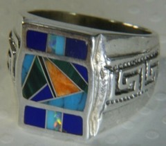 VINTAGE MEN’S LAPIS SPINY OSYTER 3/4″ 0.925 Sterling Silver BAND Ring size 9.25