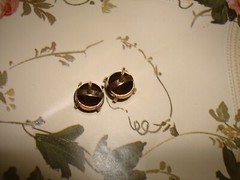 Vintage Collectible Unique 14k Yellow Gold Smokey Quartz Stud Pierced Earrings