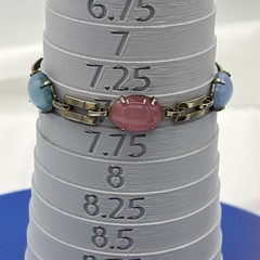 Vintage Pastel Cabochon Link Bracelet Pink Blue Purple Silver Tone 7.5”