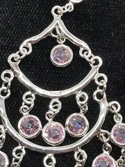 Vintage 925 Sterling Silver Pink Topaz Cubic Zirconia Earrings Stunning!