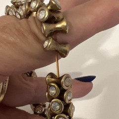 Clear Crystal Rhinestone Evening Wear Chunky Stretch Bracelet Gold Tone 7″