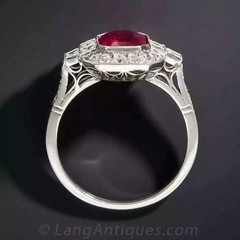 2Ct Art Deco Style Ruby And Lab-Created Diamond Halo Ring 925 Silver Anniversary