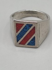 Vtg Crushed Turquoise Coral Resin Silvertone Metal Ring Size 11 Unsigned