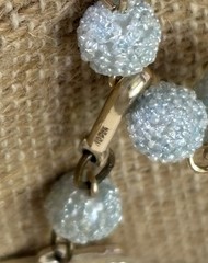 Vintage Marked Japan Necklace Acrylic Sugar Beads Frosted Blue Aurora 3 Strand
