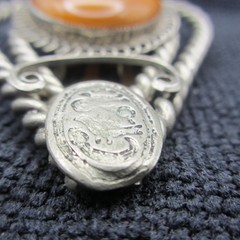Vintage Dress Clip Faux Stone Bold Statement Twisted Silver Tone Open Work