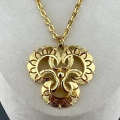 Vintage MCM Necklace Brushed Gold Tone Pendant 24”