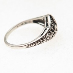 925 Sterling Silver Vintage Real Diamond & Sapphire Oxidized Ring Size 8.25
