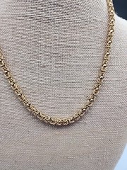 Vintage 22″ Gold Tone Textured Byzantine Link Necklace 22″ Box Clasp