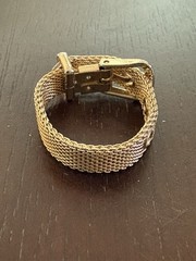 Vtg Gold Tone FLEXIBLE Mesh 3 Hole Adjustable BELT BUCKLE RING Japan RETRO MCM