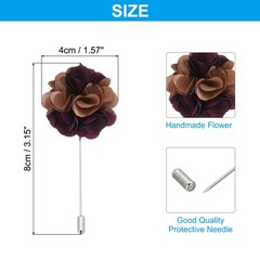 1 Pcs Flower Boutonnieres Pin Lapel Pin for Men Camellia Flower Brown/Purple