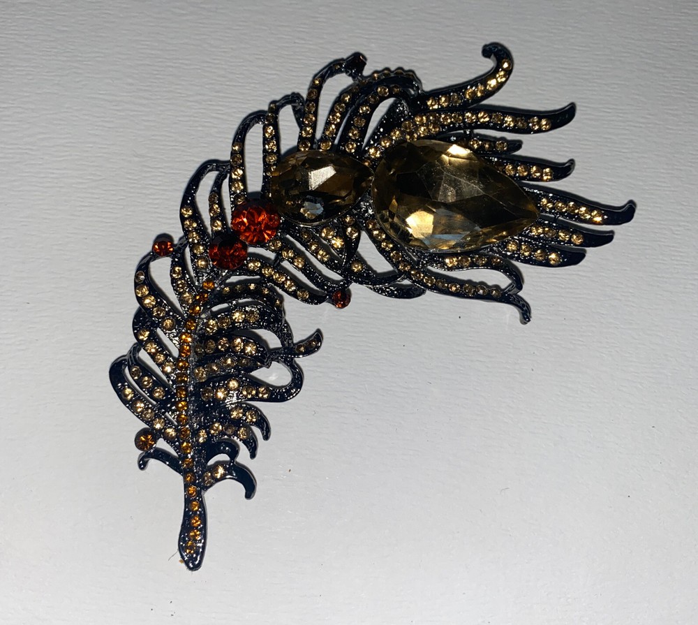 Vintage Rhinestone Brooch Pin Pendant Large Flashy Runway