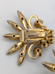 Vintage Judy Lee Rhinestone Brooch Earrings Set Topaz Color Yellow Flowers