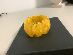 Vintage Art Deco faux egg yolk amber lucite bracelet large link stretch beauty