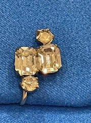 Vtg CORO EMERALD CUT Clear Rhinestone Screw Earrings Modernist Glass Signed 1”