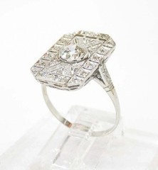 3Ct Vintage Art Deco Style Lab Created Diamond Engagement 14K White Gold FN Ring