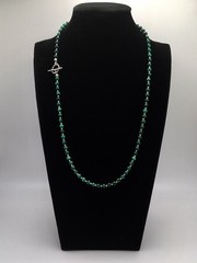 Silver Schark Handmade Sterling Silver & Green Malachite Necklace 21″ #97