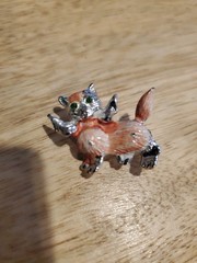 Vintage Kitty Cat Pin with pink body and Emerald Rhinestones Eyes