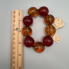 Vintage Plastic Synthetic Heavy Bead Bracelet New with Original Hang Tag Red
