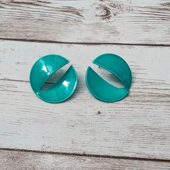 Vintage Stud Earrings For Pierced Ears Unusual Teal 7/8″