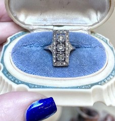 Antique Art Nouveau Style Lab Created Diamond Circa Engagement 14K Gold FN Rings