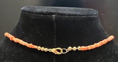 Salmon Coral Graduated Beaded Necklace Gold Tone Metal Spacers Vintage 18” 15g