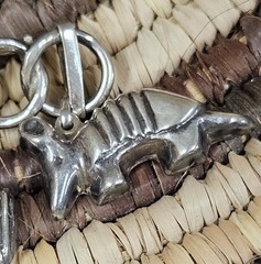 Vintage Taxco Mexico Sterling Saguaro Armadillo Rabbit Charm Holder Brooch Pin