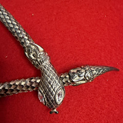 Vintage Signed DL Auld Silver Mesh Snake Lariat Choker Necklace