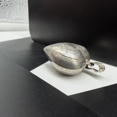 Sterling Silver 925 Etched Scroll Hollow Puffy Heart 29mm Pendant 5.7g