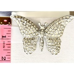 Rhinestone Butterfly Brooch with Rair of Rhinestone Clip On Earrings Set Glam