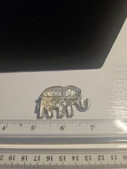 Elephant Marcasite and Rhinestone Brooch Silver Tone Shine Bling