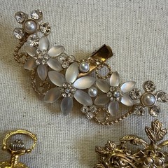Vintage Style Jewelry Lot Gold Tone Brooch Earrings Charms Watch Mixed