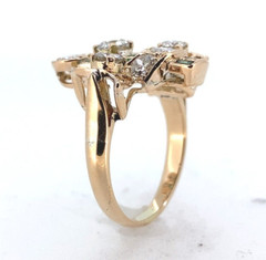 14k Yellow Gold 1.50 Carat TW Diamond Ring Bouquet of Flowers Size 6 (#J7015)