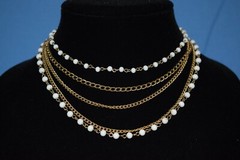 Vintage Coro Goldtone Chain and White Bead Adjustable Length Necklace