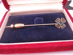 Antique Art Nouveau Deco Era 14K GF Sugarloaf Amethyst Tie Cravat Stick Pin