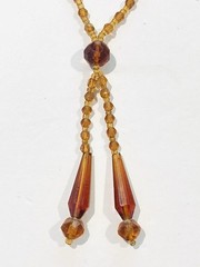 Vintage 1920s faceted amber glass flapper beads necklace art deco