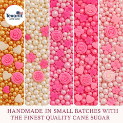 Pink Mini Roses I Silver Hearts & Vermcelli and White Pearls | Anniversary Sprin
