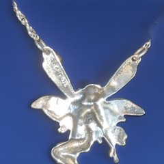 Vintage Sterling Silver Winged Fairy Pendant Necklace 16″ Fairytale Jewelry
